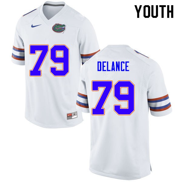 Youth #79 Jean DeLance Florida Gators College Football Jerseys White